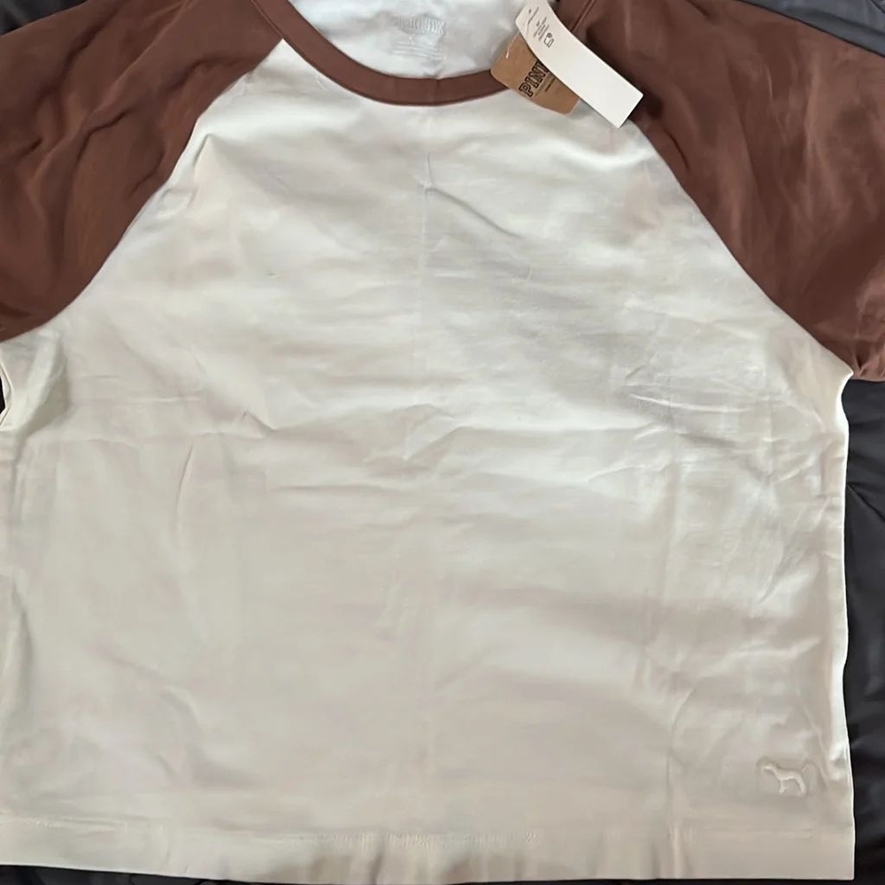 NEW Victoria’s Secret Pink Cotton short-sleeve raglan crop top